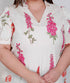 Miravan Plus Size Womens Off White Flower Printed Cotton Flex Maxi Dress