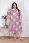 Miravan Plus Size Womens Lavender Floral printed A Line Maxi Dress