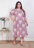 Miravan Plus Size Womens Lavender Floral printed A Line Maxi Dress