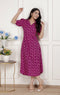 Miravan Womens Magenta Floral Printed Cotton Dress with one side Pocket