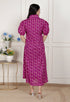 Miravan Womens Magenta Floral Printed Cotton Dress with one side Pocket