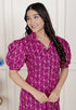 Miravan Womens Magenta Floral Printed Cotton Dress with one side Pocket