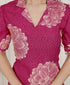 Miravan Womens Pink Printed Collar Neck Short Puff Sleeves Cotton A Line Maxi Dress