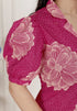 Miravan Womens Pink Printed Collar Neck Short Puff Sleeves Cotton A Line Maxi Dress