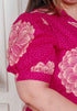Miravan Plus Size Womens Pink Printed Collar Neck Short Puff Sleeves Cotton A Line Maxi Dress