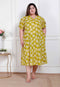 Miravan Plus Size Womens Yellow Printed Puff Sleeve Floral Maxi Party Dress