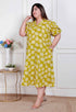 Miravan Plus Size Womens Yellow Printed Puff Sleeve Floral Maxi Party Dress