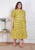 Miravan Plus Size Womens Yellow Printed Puff Sleeve Floral Maxi Party Dress