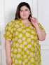 Miravan Plus Size Womens Yellow Printed Puff Sleeve Floral Maxi Party Dress