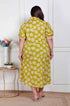 Miravan Plus Size Womens Yellow Printed Puff Sleeve Floral Maxi Party Dress