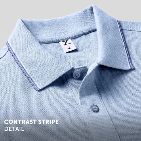 XYXX Accent Cotton Polo T-shirt - Sky Blue