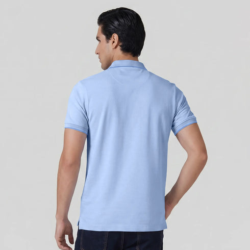 XYXX Accent Cotton Polo T-shirt - Sky Blue
