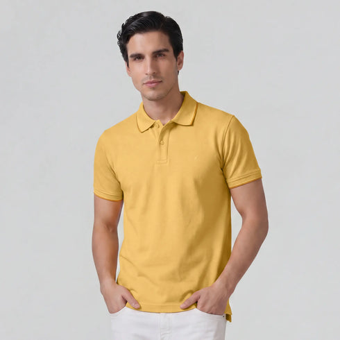 XYXX Accent Cotton Polo T-shirt - Sunshine Yellow