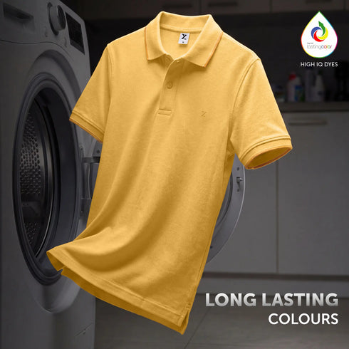 XYXX Accent Cotton Polo T-shirt - Sunshine Yellow