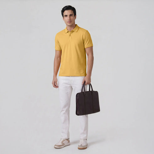 XYXX Accent Cotton Polo T-shirt - Sunshine Yellow