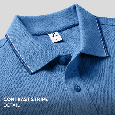 XYXX Accent Cotton Polo T-shirt - French Blue