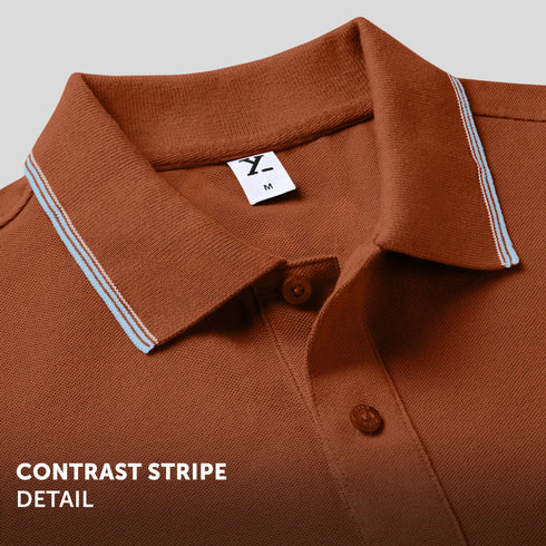 XYXX Accent Cotton Polo T-shirt - Brick Red