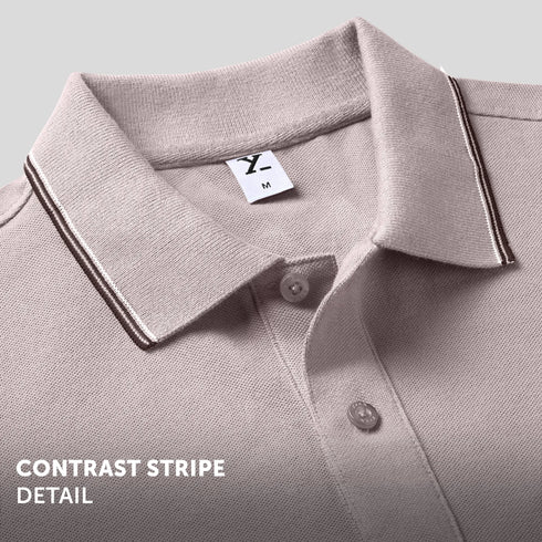 XYXX Accent Cotton Polo T-shirt - Blush Grey