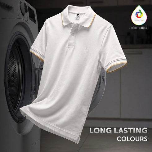 XYXX Accent Cotton Polo T-shirt - Pearl White
