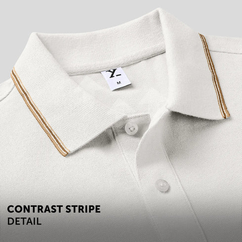 XYXX Accent Cotton Polo T-shirt - Pearl White