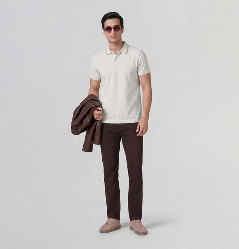 XYXX Accent Cotton Polo T-shirt - Pearl White