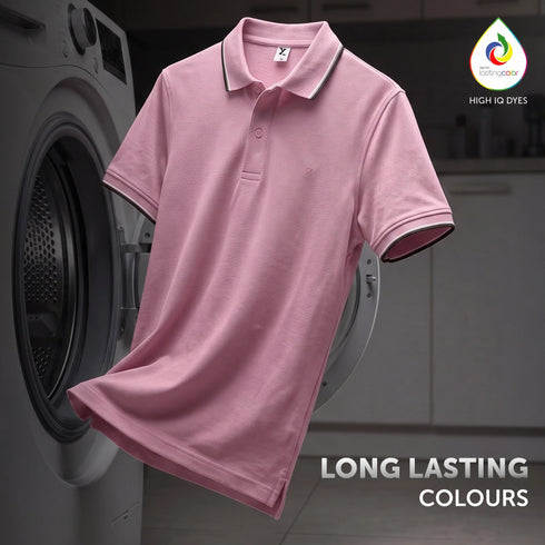 XYXX Accent Cotton Polo T-shirt - Blush Pink