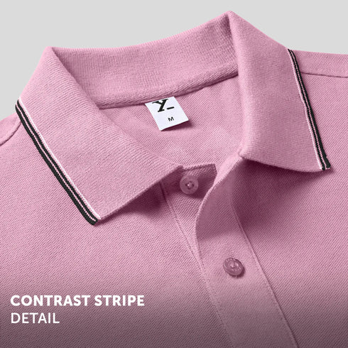 XYXX Accent Cotton Polo T-shirt - Blush Pink