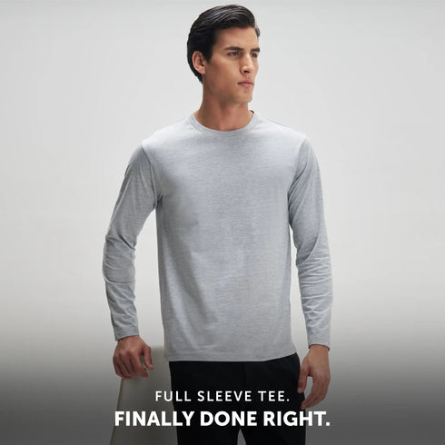 XYXX Full Sleeve Crew Neck T-Shirt - Muted Grey Melange