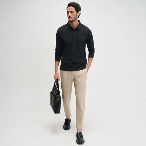 XYXX Full Sleeve Polo - Pitch Black