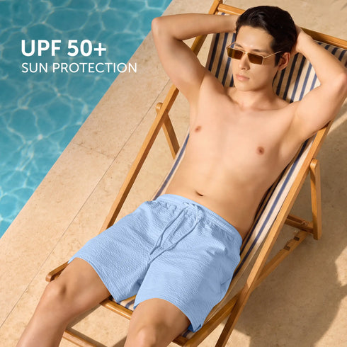 XYXX Seersucker Swim Shorts - Powder Blue