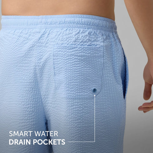 XYXX Seersucker Swim Shorts - Powder Blue