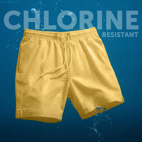 XYXX Seersucker Swim Shorts - Mustard Yellow