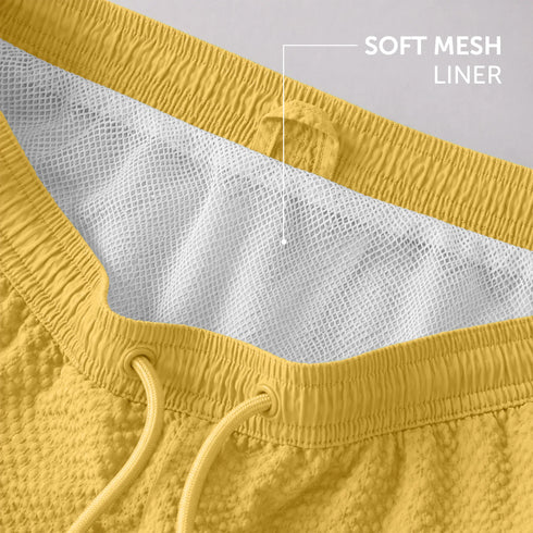 XYXX Seersucker Swim Shorts - Mustard Yellow