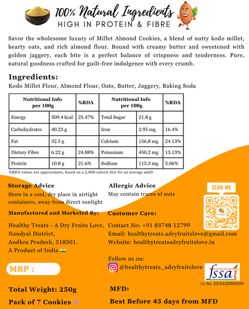Healthy Treat Millet Almond Cookies