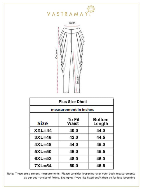 Vastramay Men's Plus Size Black Cotton Blend Solid Traditional Dhoti