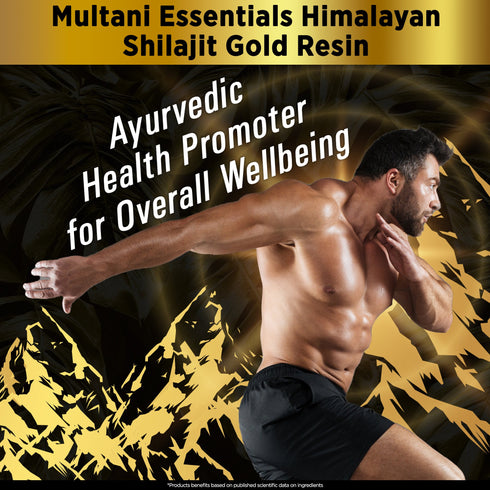 Multani Pharmaceuticals Limited Multani Shilajeet Gold Capsule & Himalayan Shilajit Gold Resin Combo For Youthful Living Stamina & Endurance Boosts Muscle Repair & Recovery Relieves Joint Pain 70 Folic Acid