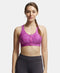 Jockey Wirefree Padded Microfiber Stretch Full Coverage Racerback Sports Bra with Front Zipper Styling - Lavender Scent Assorted Prints