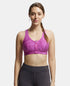 Jockey Wirefree Padded Microfiber Stretch Full Coverage Racerback Sports Bra with Front Zipper Styling - Lavender Scent Assorted Prints