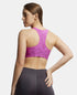 Jockey Wirefree Padded Microfiber Stretch Full Coverage Racerback Sports Bra with Front Zipper Styling - Lavender Scent Assorted Prints
