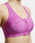Jockey Wirefree Padded Microfiber Stretch Full Coverage Racerback Sports Bra with Front Zipper Styling - Lavender Scent Assorted Prints