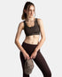 Jockey Wirefree Padded Microfiber Stretch Full Coverage Active Bra with Front Zipper Styling - Coffee