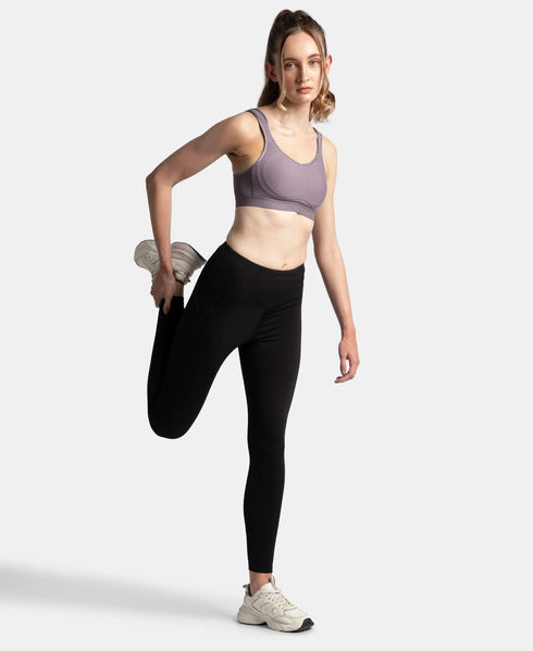 Jockey Wirefree Non Padded Microfiber Stretch Full Coverage Sports Bra with StayDry Treatment - Minimal Grey
