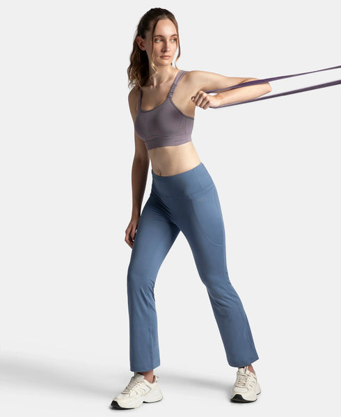 Jockey Wirefree Padded Soft Touch Microfiber Stretch Full Coverage Racerback Sports Bra with StayDry Treatment - Minimal Grey