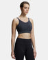 Jockey Wirefree Padded Recycled Nylon Stretch Racerback Styling Sports Bra with Stay Fresh Treatment - Black Melange