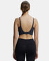 Jockey Wirefree Padded Recycled Nylon Stretch Racerback Styling Sports Bra with Stay Fresh Treatment - Black Melange