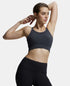 Jockey Wirefree Padded Recycled Nylon Stretch Racerback Styling Sports Bra with Stay Fresh Treatment - Black Melange