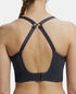 Jockey Wirefree Padded Recycled Nylon Stretch Racerback Styling Sports Bra with Stay Fresh Treatment - Black Melange
