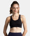 Jockey Wirefree Padded Soft Touch Microfiber Stretch Full Coverage Sports Bra with Broad Underband - Black