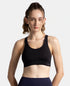Jockey Wirefree Padded Soft Touch Microfiber Stretch Full Coverage Sports Bra with Broad Underband - Black