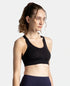 Jockey Wirefree Padded Soft Touch Microfiber Stretch Full Coverage Sports Bra with Broad Underband - Black